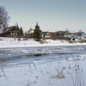 Село Выдропужск и река Тверца. Февраль 2015 г. Фото: Анатолий Максимов.