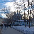 Вид на храм Николая Чудотворца с Комсомольского проспекта. Февраль 2015 г. Фото: А. Востриков.